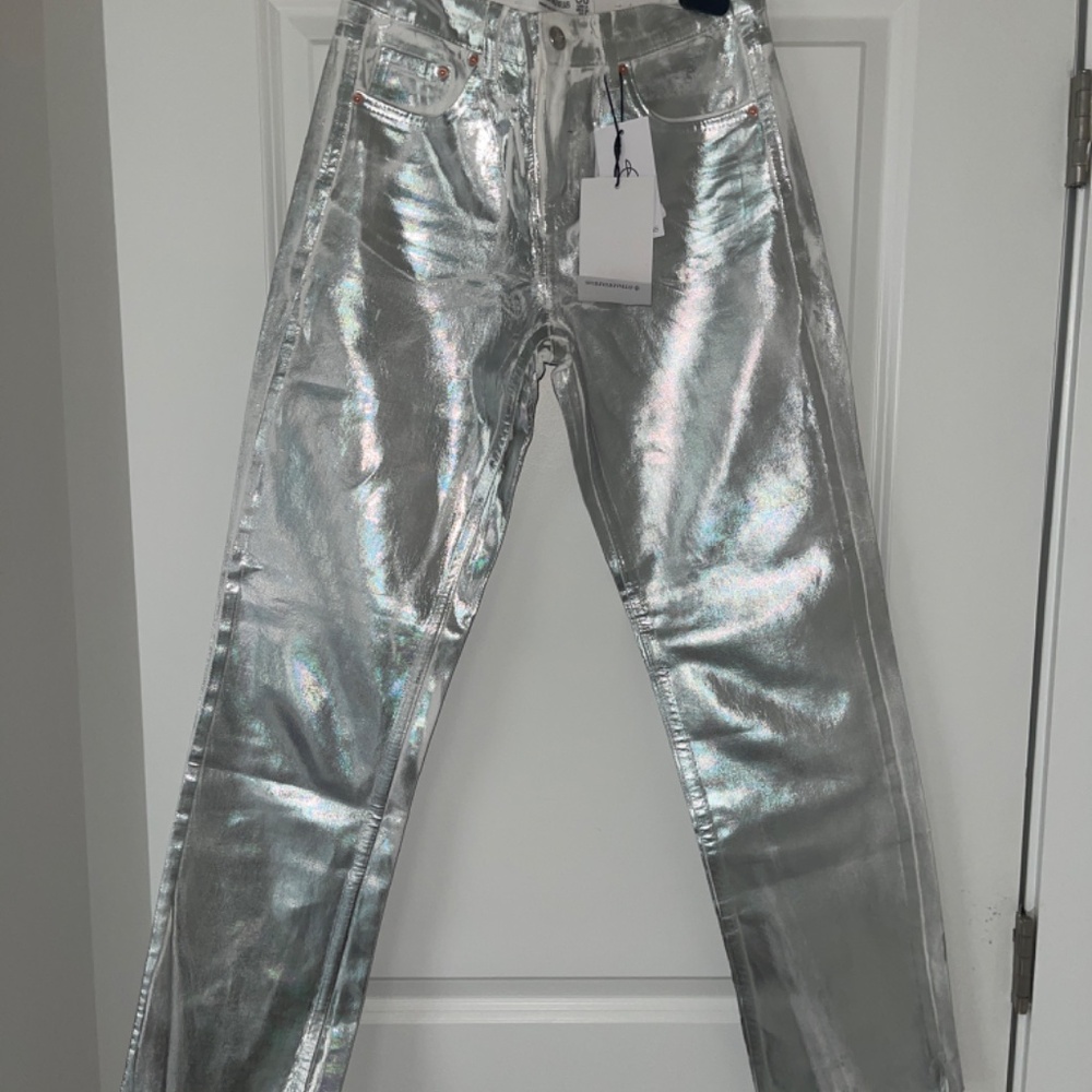 Stradivarius silver coated jeans